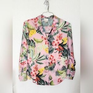 INDUSTRY Women's NWOT Pink Tropical Floral Button Down Shirt.  Size S